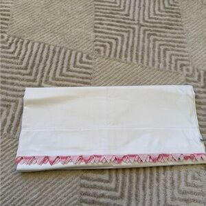 Vintage Cream Pillowcase with Pink Trim Set Of 2